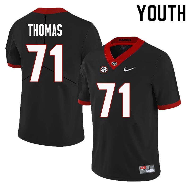 Georgia Bulldogs Youth Andrew Thomas #71 Black Stitched College UGA Football Jersey 23WD014OD